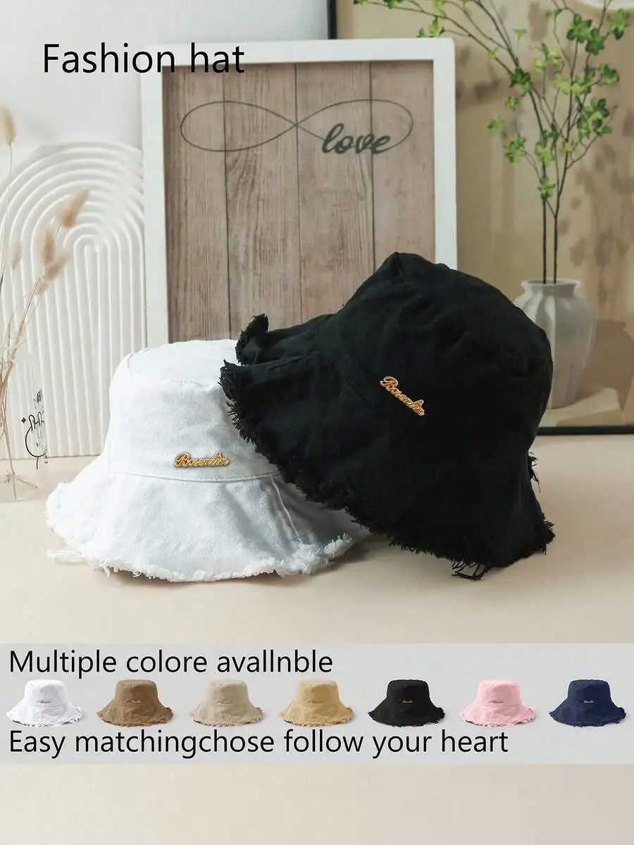 1pc Solid Color Casual Vintage Polyester Fiber Fleece Rim Wind Resistant UV Protection Couple Fisherman/Bucket Hat, Fashion &