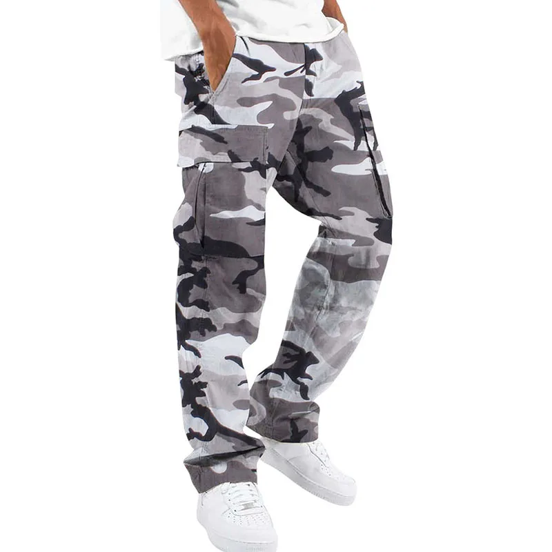 

Large Pocket Loose Overalls Men's Outdoor Sports Jogging Tactical Pants Elastic Waist Casual Work Pants camouflage pants