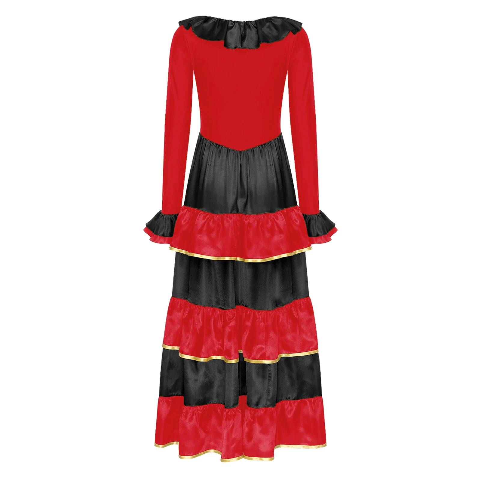 Woman Gypsy Spanish Flamenco Dance Dress Smooth Big Swing Maxi Dress Carnival Party Ballroom Lyrical Dance Performance Costumes