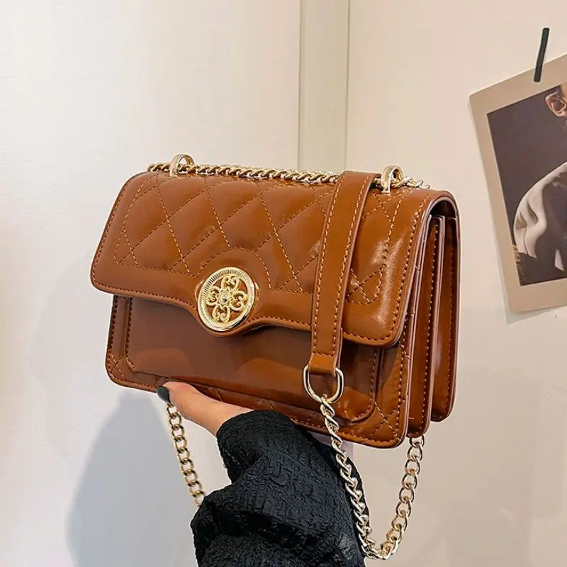 

Модная сумка через плечо с цепочкой в стиле ретро для женщин, маленькая квадратная сумка через плечо со змеиным узором, модный аксессуар