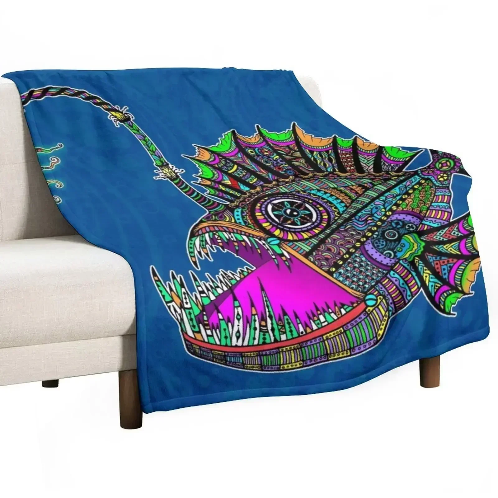 

Electric Angler Fish Throw Blanket Polar Retros Sofa Quilt christmas gifts Blankets