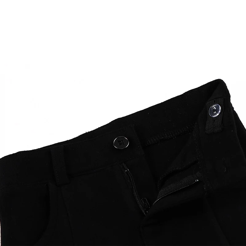 Jungen- und Mädchen-Lange Hosen Schwarze Baumwolle Familien-Set Taillenverstellbare Elastische Hosen Herbst/Winter Kinderkleidung Hosen mit Reißverschluss vorne – Detail 9