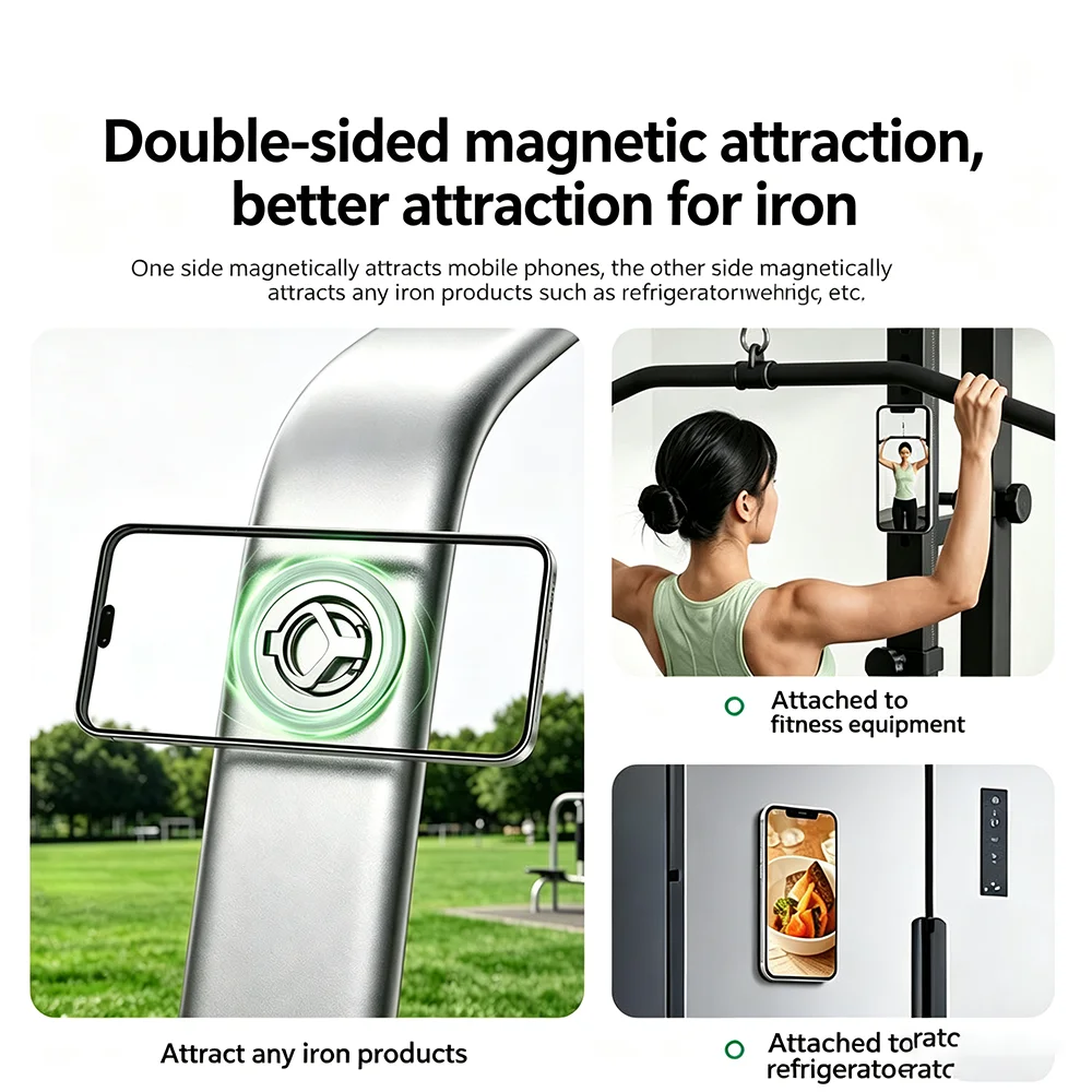 UGREEN Dual-sided Magnetic Phone Ring Holder 360° Rotatable Alloy Stand Portable Bracket for Phone and Car Use view 2
