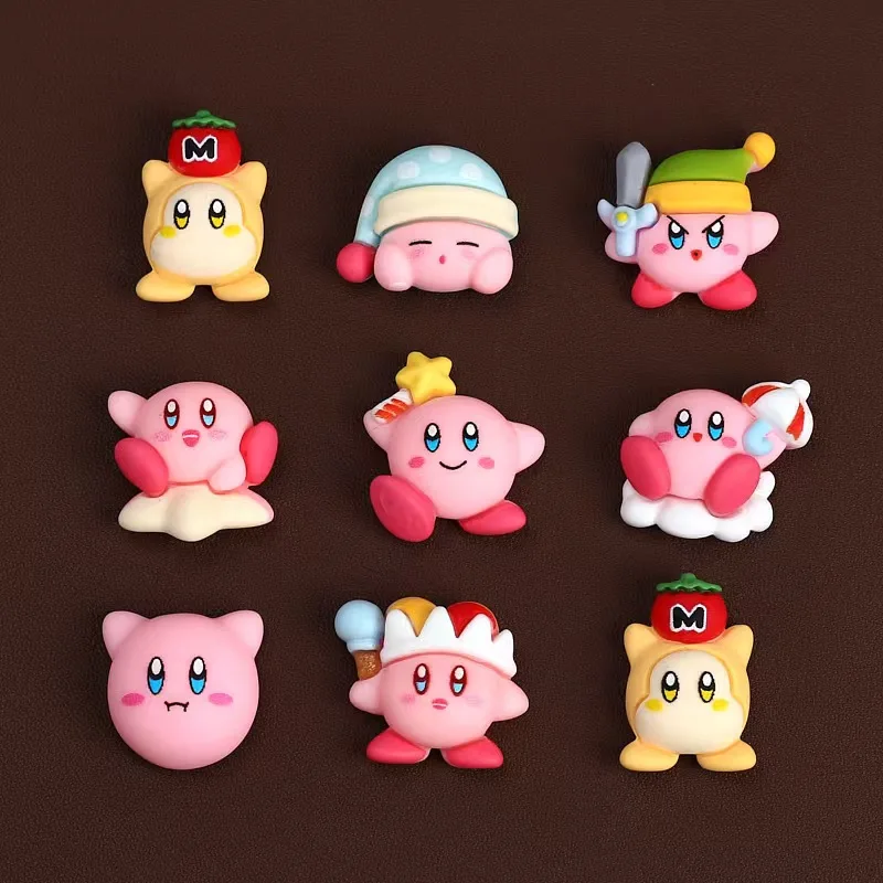 8Pcs/Set Cartoon Cute Anime Figure Mini Star Kirby Ear Studs Hairpin Nail Decoration Water Cup Case Resin DIY Accessories image 3