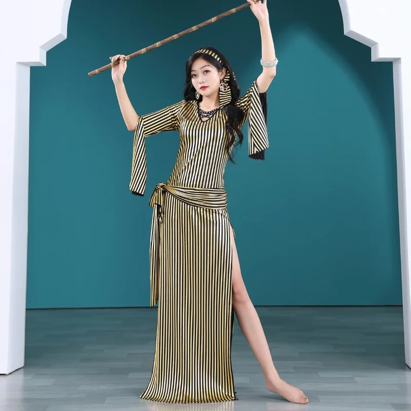 أزياء الرقص الشرقي المخصصة مجموعة أزياء الأداء النسائية قصب الروطان المصري الشعبي صيدي رداء فستان ملابس الراقصة الشرقية #1