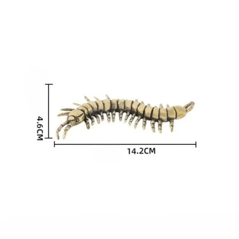 Vintage Antique Imitation Solid Brass Centipede Hundred-Legged Insect Figurines Tea Pet Desk Pet Home Office Decor Metal Craft