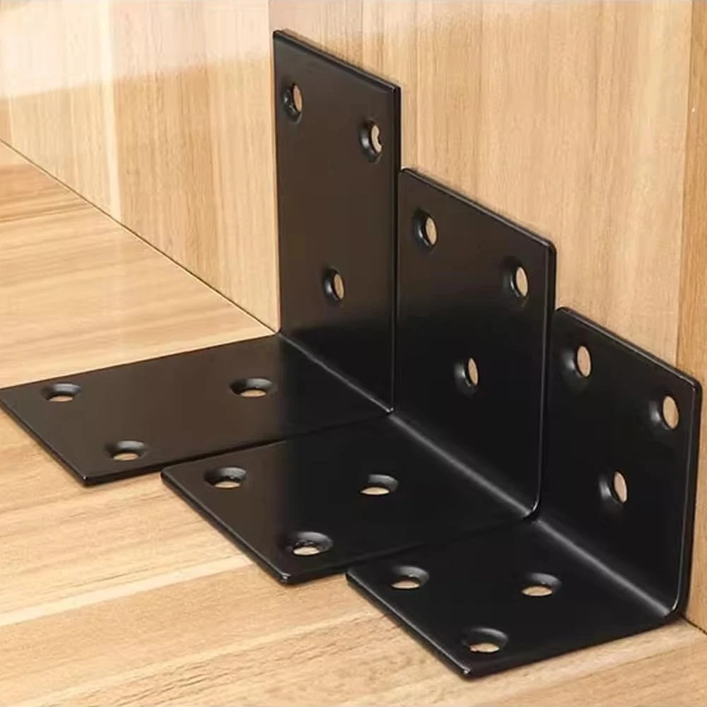1Pcs Black L-shaped Furniture Corner Code Right-angle Wardrobe Table And Chair Fixed Bracket Square Angle