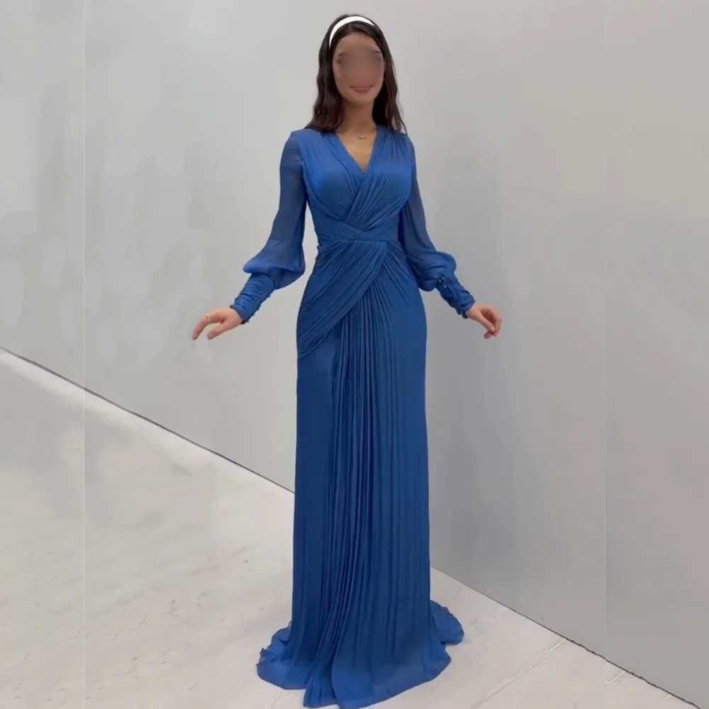 

Шифоновые плиссированные платья с v-образным вырезом длиной до пола, платья для особых случаев на заказ, женские элегантные вечерние свадебные платья высокого качества