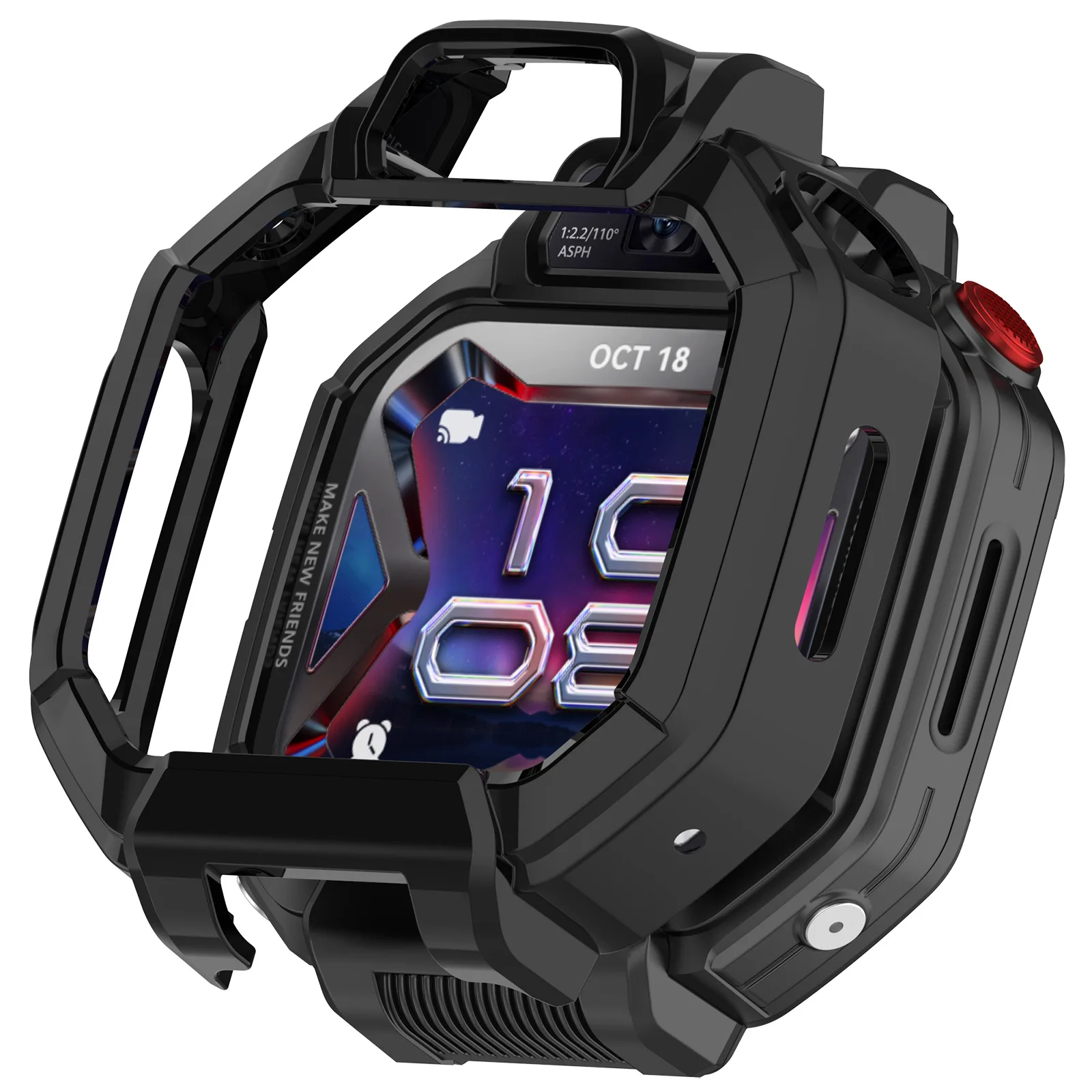For Huawei Watch Kids X1 / X1 Pro Half Coverage Hollow Out Protective Cover PC Watch Frame Case - Black
