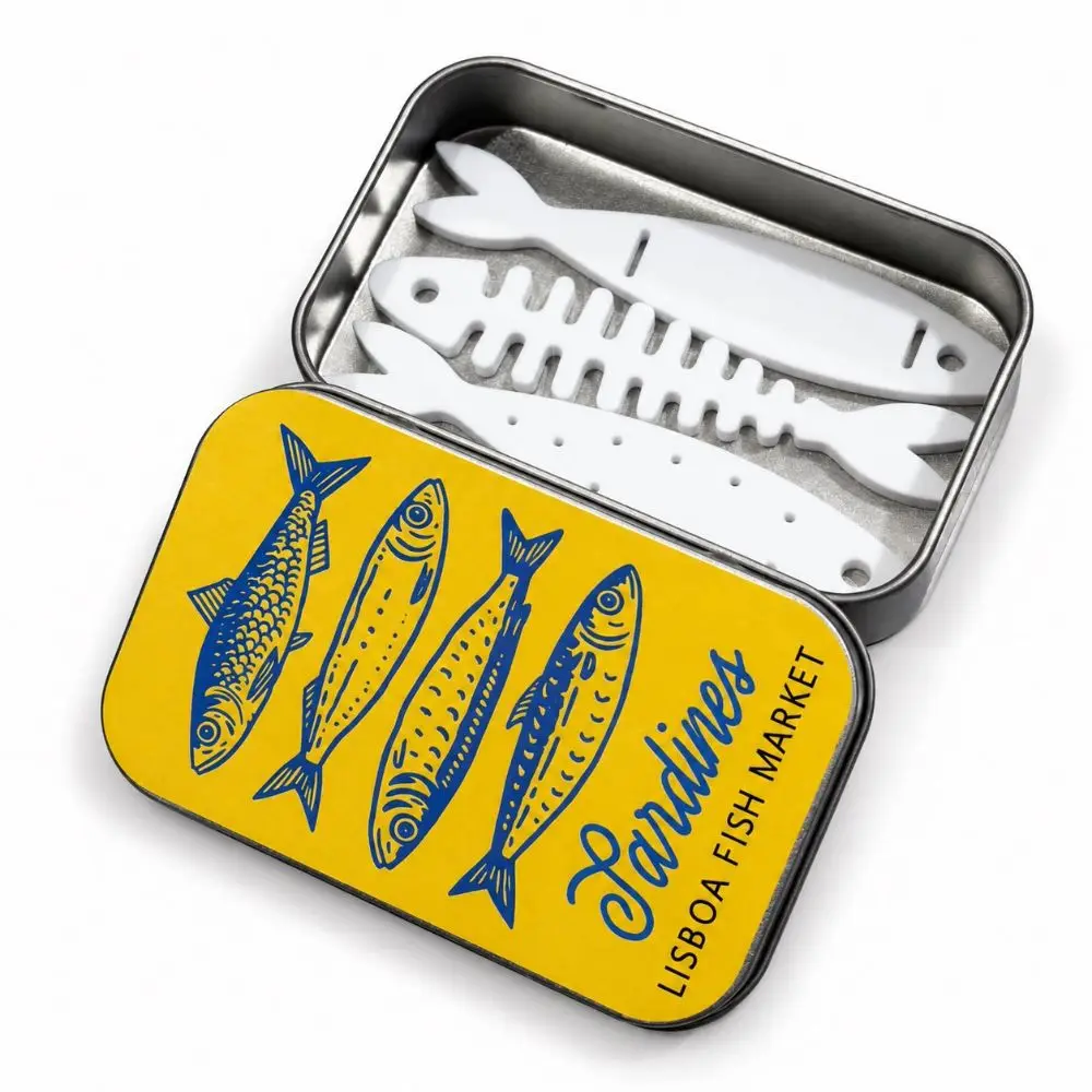 3D Printed Sardine Tin Jewelry Box Fishbone Insert Lightweight Sliding Lid Travel Case Portable Compact Jewelry Organizer Women