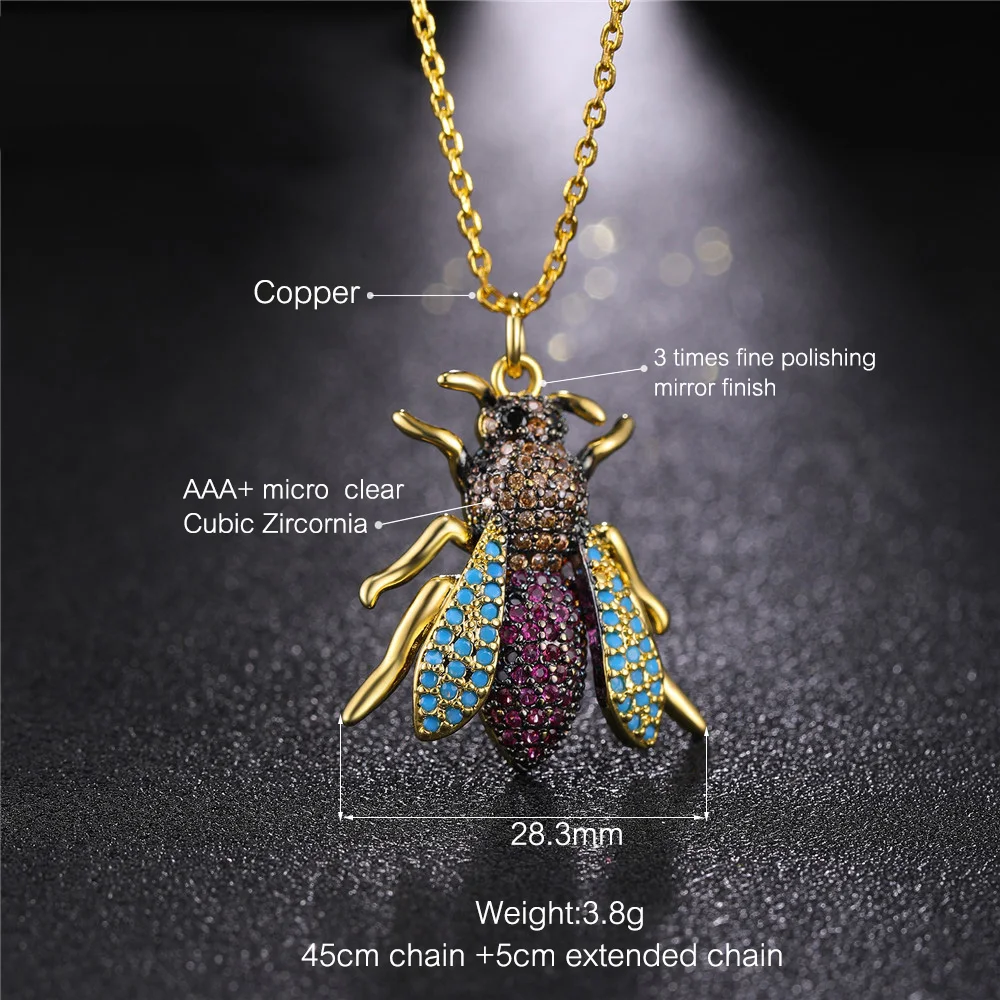 Juya DIY Jewelry 18K Gold Plated Micro Pave Zircon Insect Bees Butterfly Charms For Women Bracelet Necklace Making