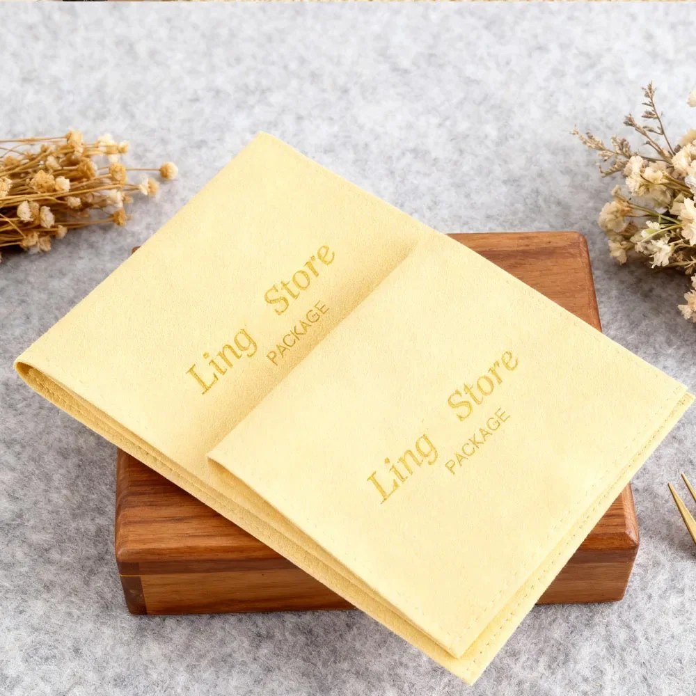 

50pcs Fashionable Personal Custom Logo Square Microfiber Velvet Pouch Jewelry Storage Display Earring Rings Gift Organizer Bag