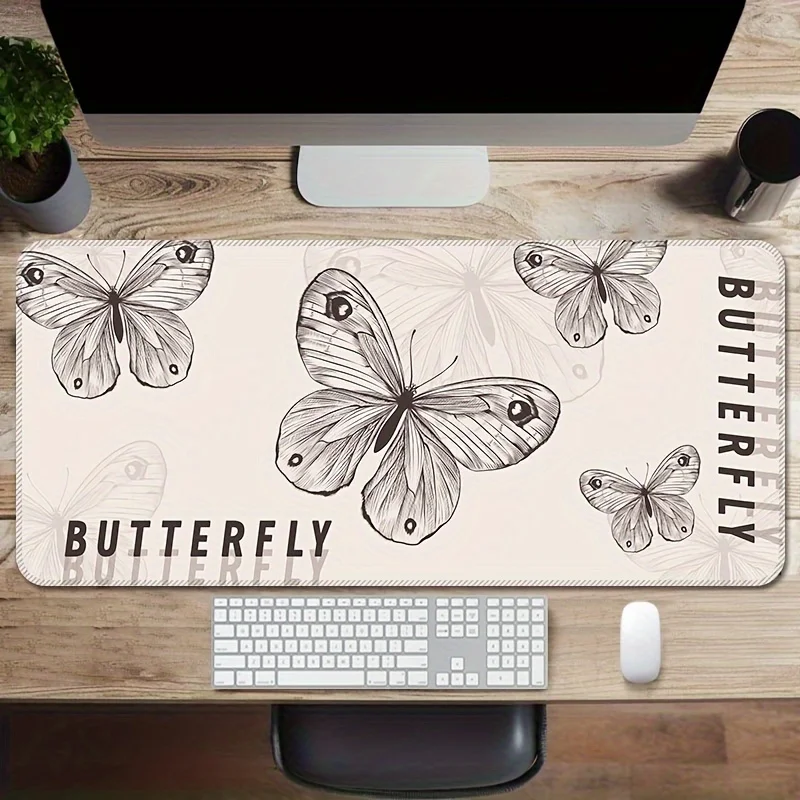 

Очень большой игровой коврик для мыши «Белая бабочка» — удлиненный, толстый, нескользящий резиновый настольный коврик с прецизионными сшитыми краями, моющийся
