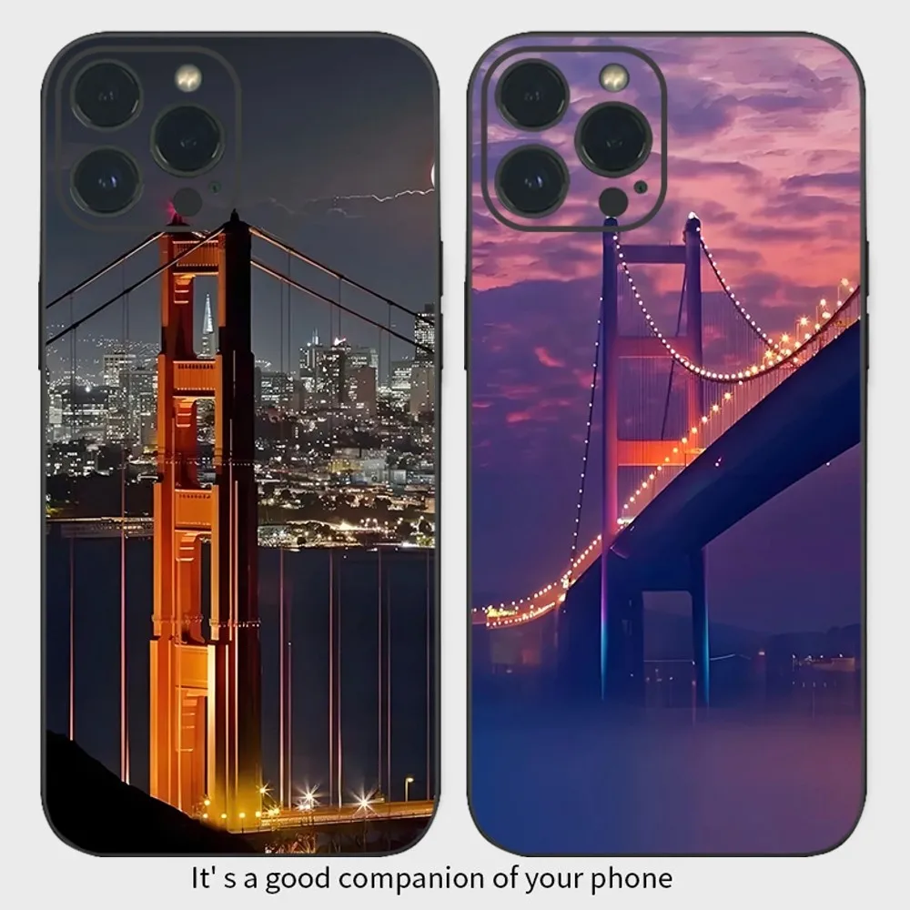 Golden Gate Bridge San Francisco Phone Case  For iPhone15 14 13 12 Mini 11 Pro XS Max X XR SE5 6 7 8 Plus Soft Silicone Cover