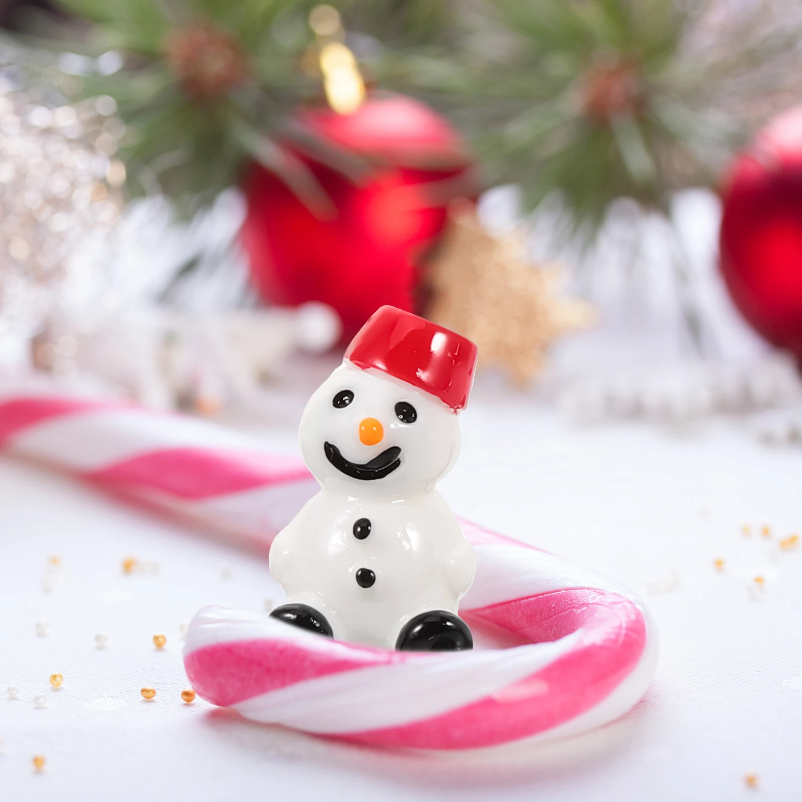 

10pcs Christmas Snowman Hanging Charms Resin Mini Ornaments For Craft Diy Village Decor Room Decoration Festive Holiday Display