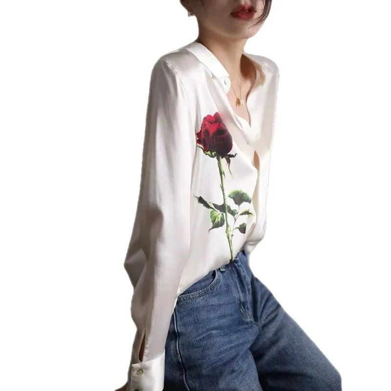 女性用ヘビーシルク irt ロングスベ クリーンフィットデザイン ポリエステル繊維 変形しない 薄いスレ フリップカラー 秋シーズン