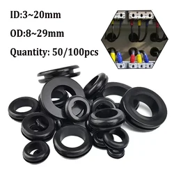 100/50pcs Rubber Grommet Car Fuse Accessories Grommet Gasket For Protects Wire Cable Hardware Tools