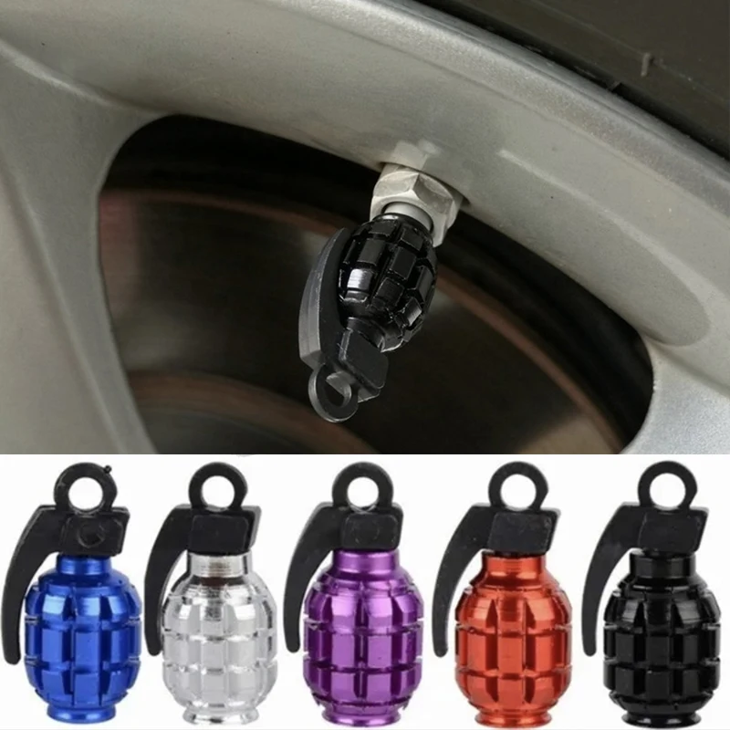 

4Pcs/Set Universal Alloy Car Truck Motocycle Bicycle Wheel Tyre Valve Caps Grenade Design Tire Air Valve Cover Auto Accessories