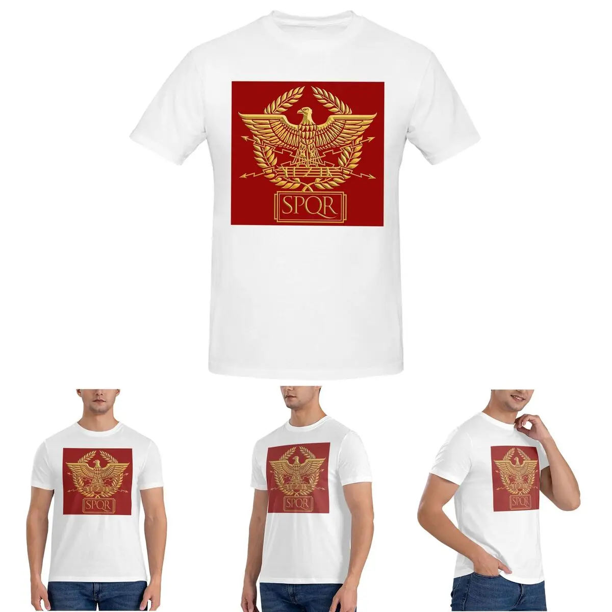 

Gold Roman Aquila Eagle SPQR T-Shirt for Men Cotton Oversized T Shirts Men's Tees Short Round Neck Summer Clothes Tops S-6XL