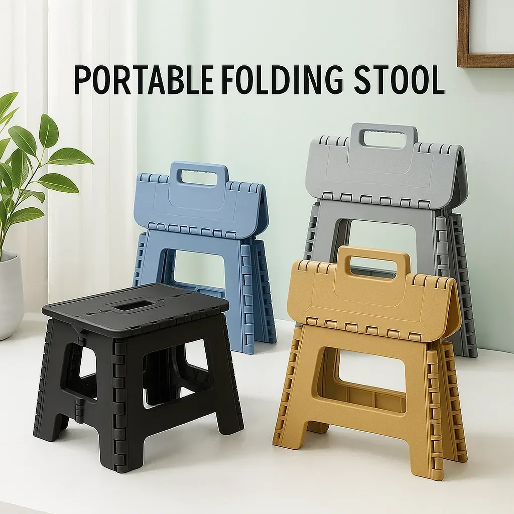 

Легкий складной табурет-ступенька, многоцелевой ручной утолщенный табурет для ног, нескользящие пластиковые маленькие скамейки для кухни