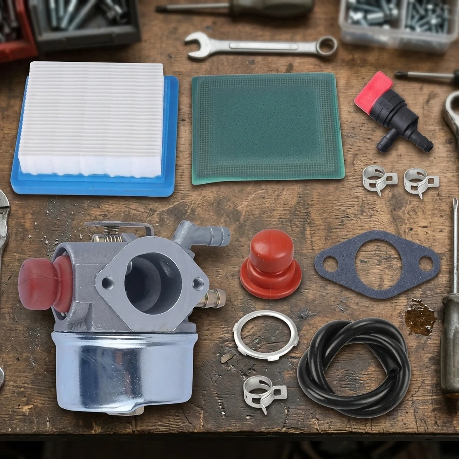 Gasket Carburator Kit Carburetor Clamps Fuel Line Fuel Shut-off Valve Pre-filter for primer Bulb OHH55 New Practical