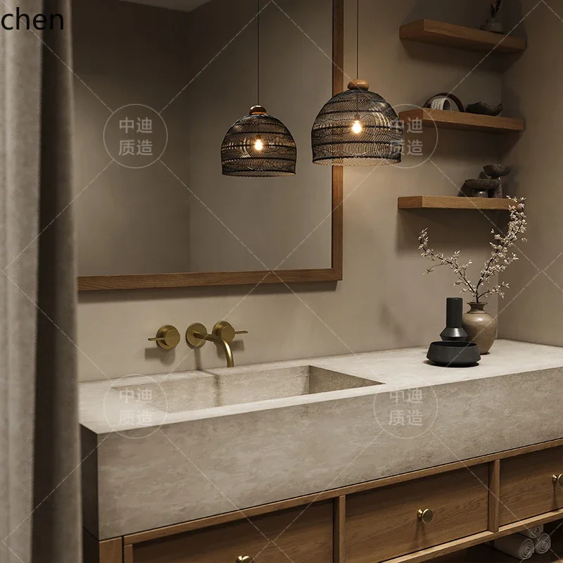 CZ travertine rock slab integrated basin washbasin washbasin washbasin bathroom combination