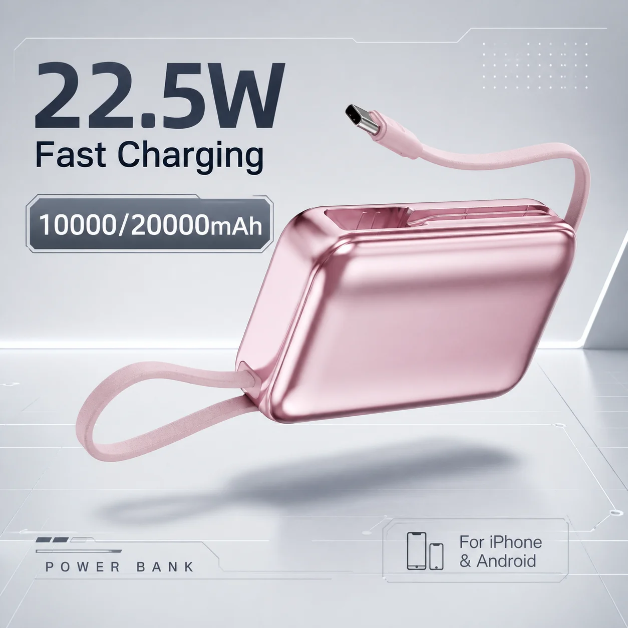 22.5W Compact Pocket Power Bank 10000/20000mAh Portable Charger for iPhone Android Mobile Phone External Battery