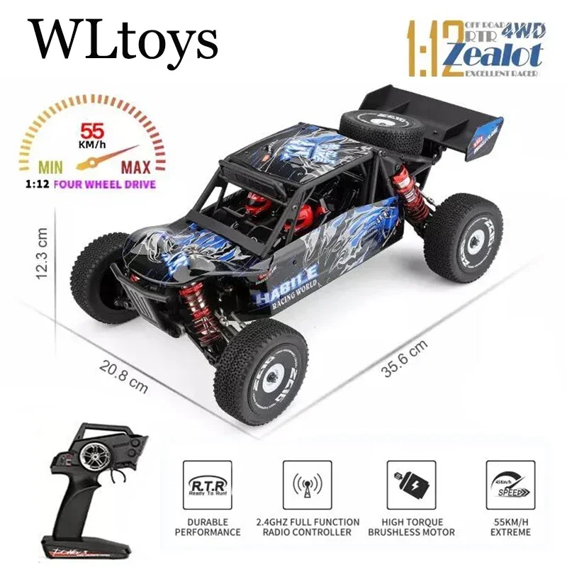 Wltoys-Voitures de course télécommandées à grande vitesse, jouets de dérive tout-terrain pour Aduit, moteur sans balais versiBrushless, 75 km/h, 124017-V8, 1/12, 2.4G, nouveau