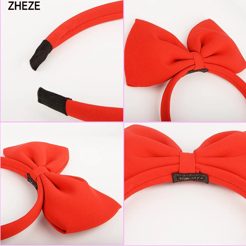 Diadema roja con lazo de lentejuelas grandes para niñas, diadema para Festival de cumpleaños, fiesta para niños, Cosplay, accesorios para el cabello