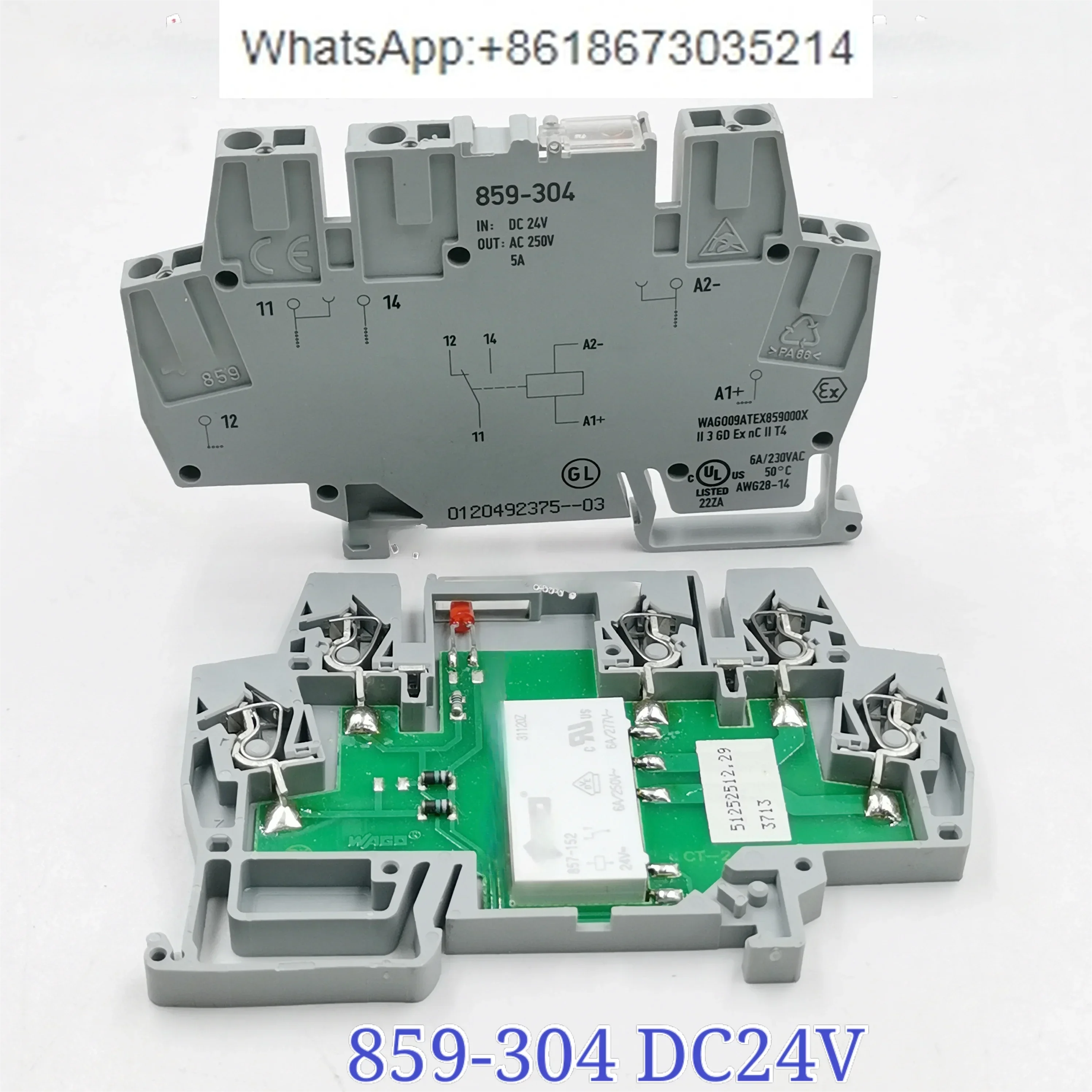 

Rail-mounted relay terminal block module 859-304 1 pair of conversion contacts
