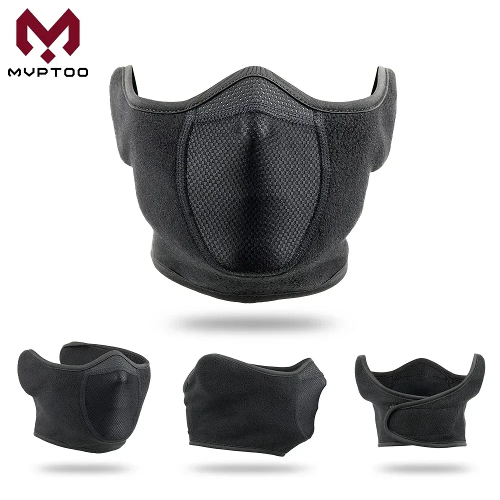 Winter Balaclava Fleece Warmer Motorcycle Face Mask Breathable Half Ski Mask Scarf Motorbike Cycling Bicycle Biker Bandana Cover