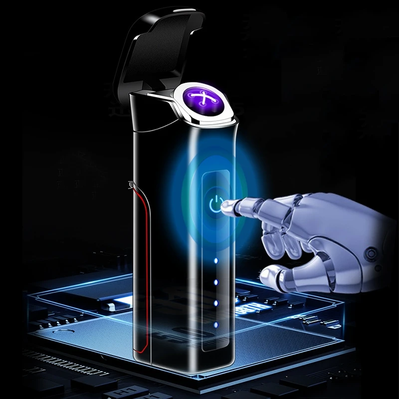 New Plasma Pulse Electric Double Arc Fingerprint Induction Flameless USB Charging Display Screen Cigar Outdoor Camping Men Gifts