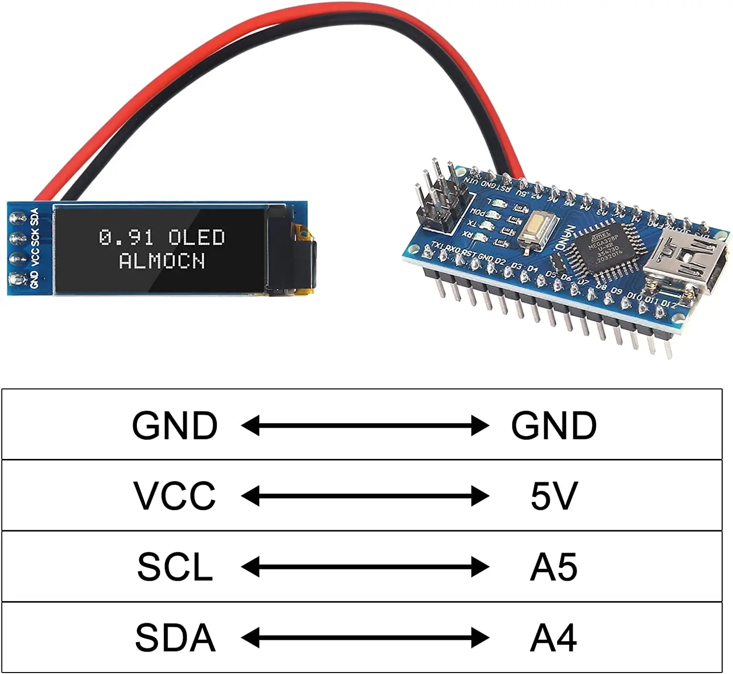 0.91 Polegada iic módulo de exibição oled i2c ssd 1306 led 128x32 driver de tela dc 3.3v ~ 5v