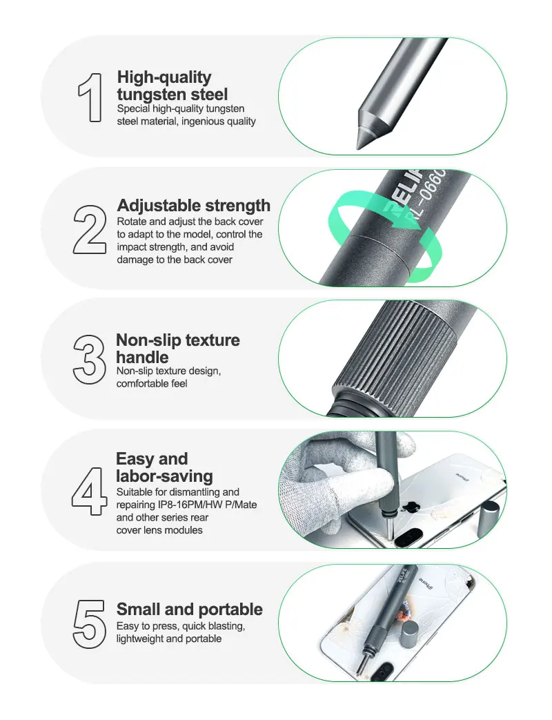 RELIFE RL-066C Glass Back Cover Blasting Pen Adjustable Strength for Mobile Phone Repair Lens Back Cover Glass Blasting Tool