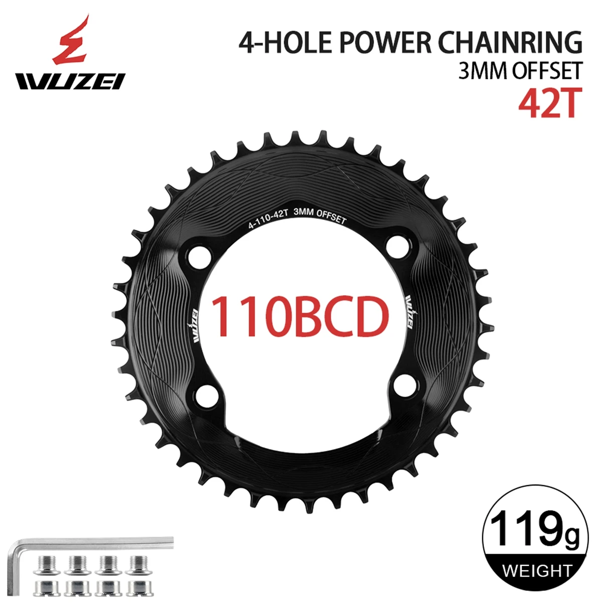 WUZEI 110BCD Rennrad Kettenblatt 8 9 10 11 12S Fahrrad Kettenblatt 40T 48T 58T Schmales breites Kettenrad für Shimano R7000 R8000 R9100