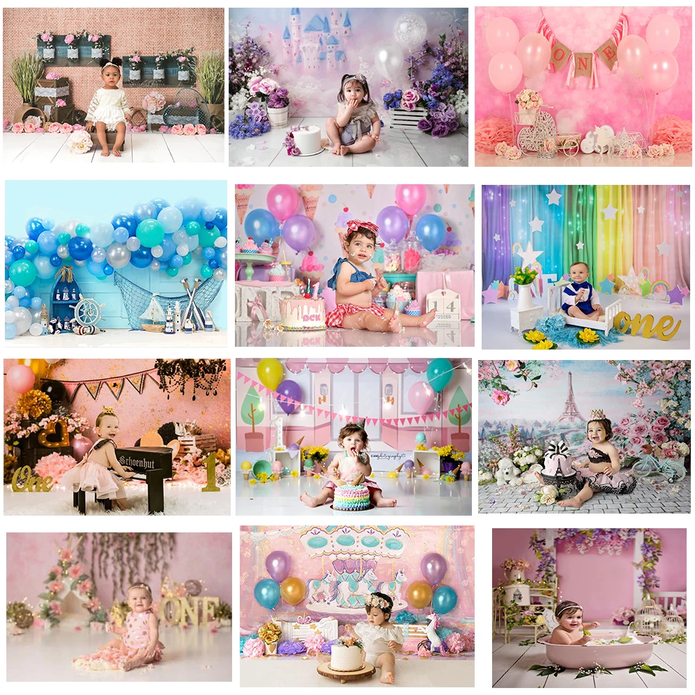 Mocsicka Cake Smash Photography Backdrops Newborn Frame Floral Photography Printed Backdrop Circus Baby Portrait Background