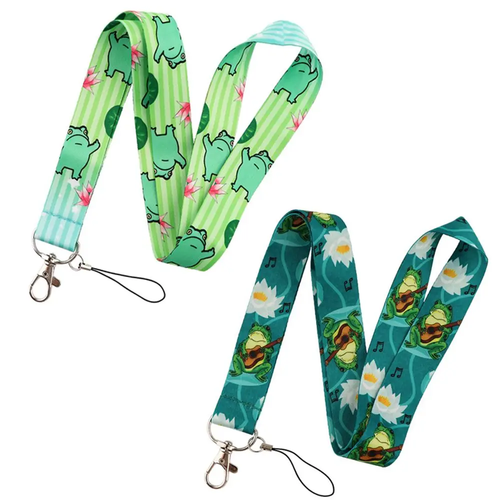 Strap Name Tag Holder Key Ring Holder Webbings Ribbon Keychain Ribbon ID Card Pass Hang Rope Badge Holder Frog Print Neck Strap