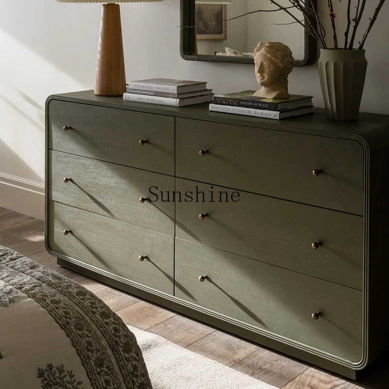 

American solid wood household living room drawer storage cabinet small apartment wall storage side cabinet