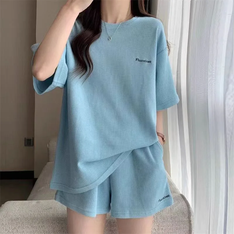 2024 Summer Loose T-shirt 2 Piece Shorts Sets Sportswear Women Tracksuits Fashion Casual Clothes Short Sleeve Suits Homewear