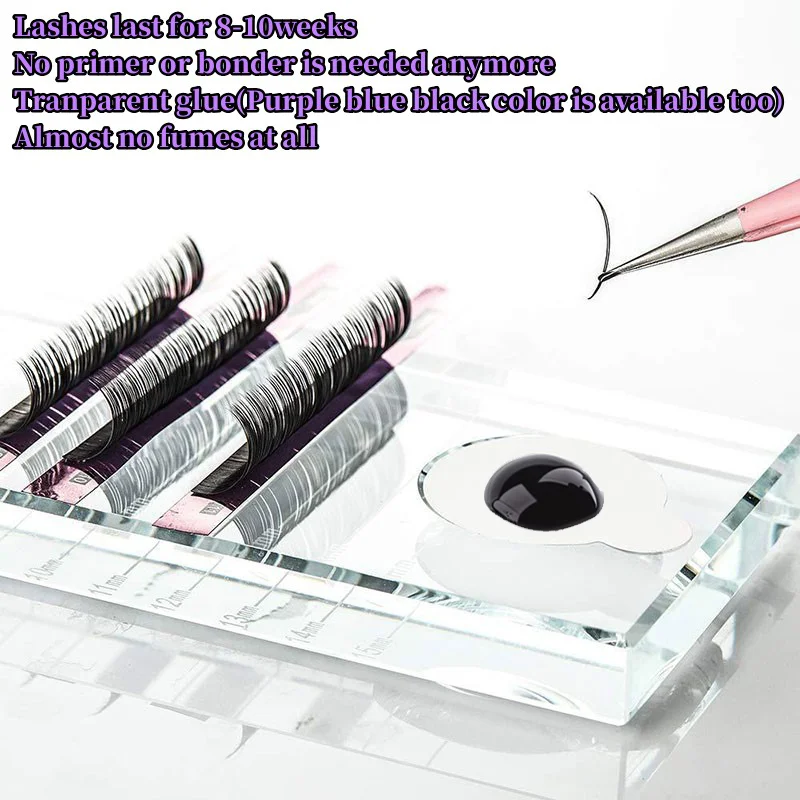 Cola para cílios postiços uv, 6ml, sem tpo, adesivo para extensão de cílios, cura leve, secagem rápida, roxo, preto, gel, ferramentas de maquiagem