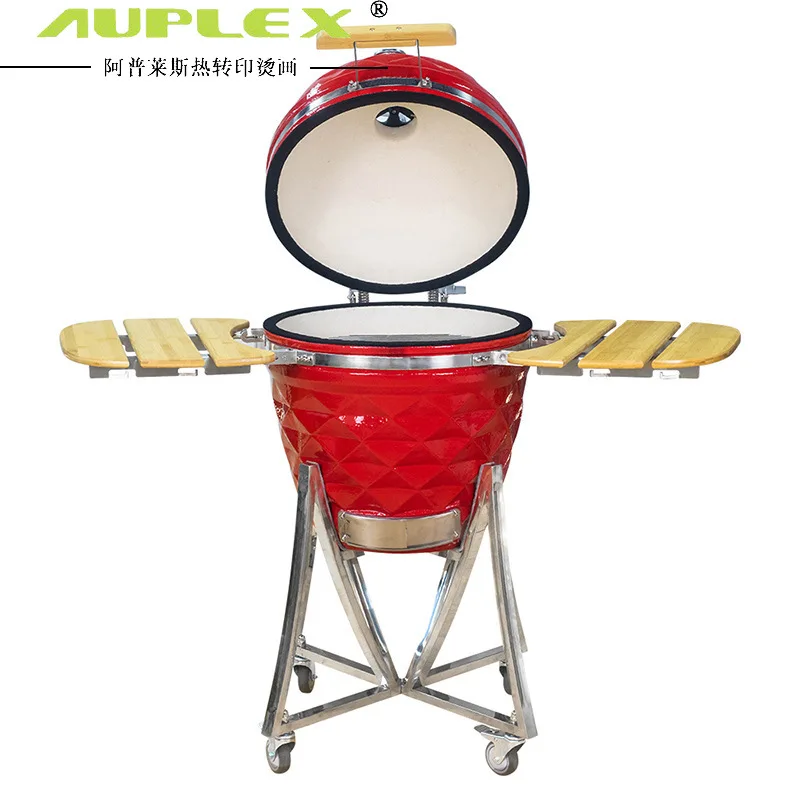 

18 Inch Diamond Surface Ceramic Barbecue Grill Outdoor BBQ Multifunctional Smoker Lamb Chop Casserole Smoking