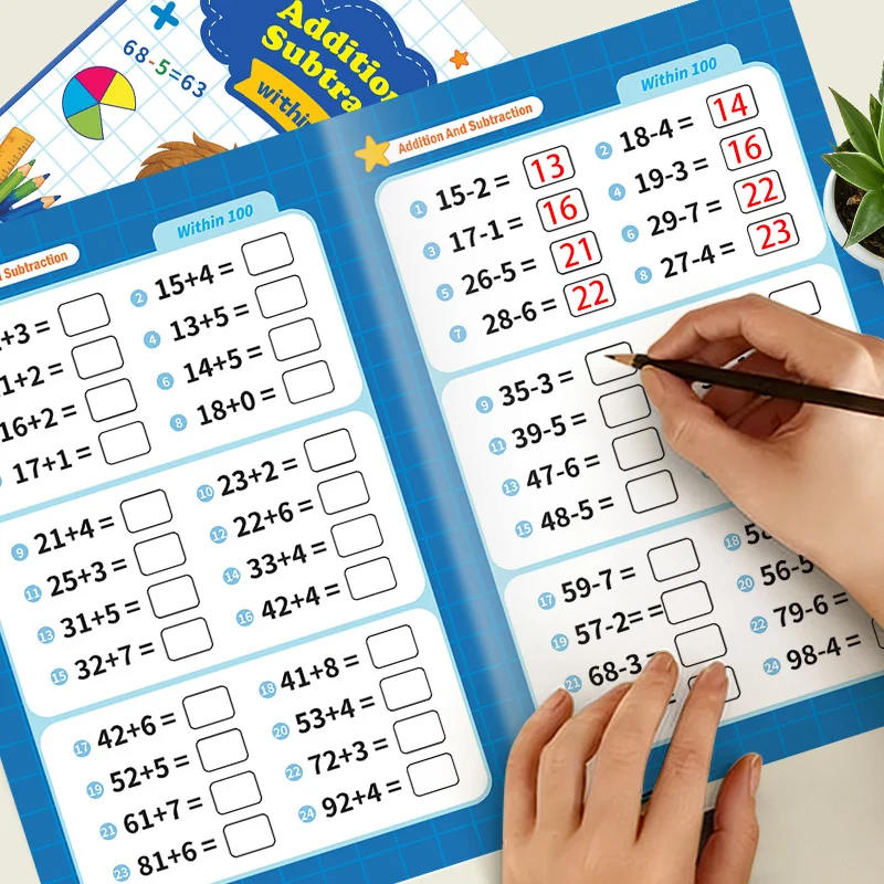 Learning & Education, A Math Workbook for Addition and Subtraction Within 100, Mathematical Oral Calculation, Easy To Practice