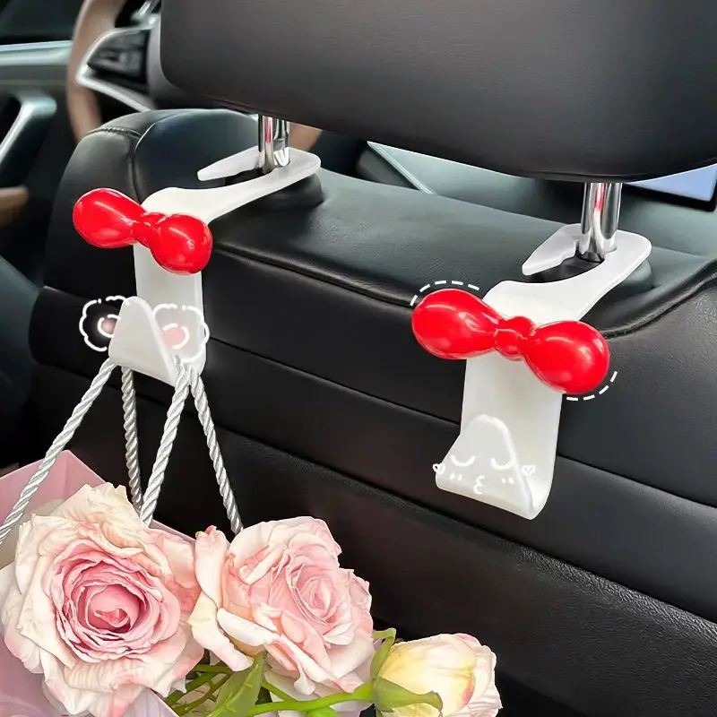 

2 шт., автомобильный крючок с мультяшным галстуком-бабочкой, портативный прочный несущий автомобильный декоративный аксессуар, креативный автомобильный крючок на заднее сиденье