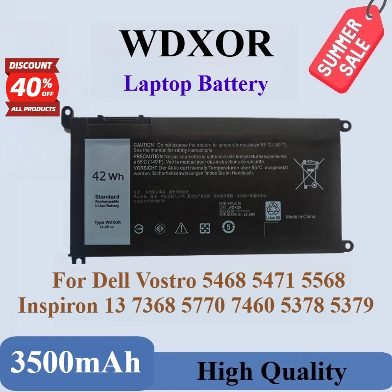 

Совершенно новый аккумулятор для ноутбука WDX0R 11,4 В 3500 мАч для Dell Vostro 5468 5471 5568 Inspiron 13 7368 5770 7460 74725368 5378 5379