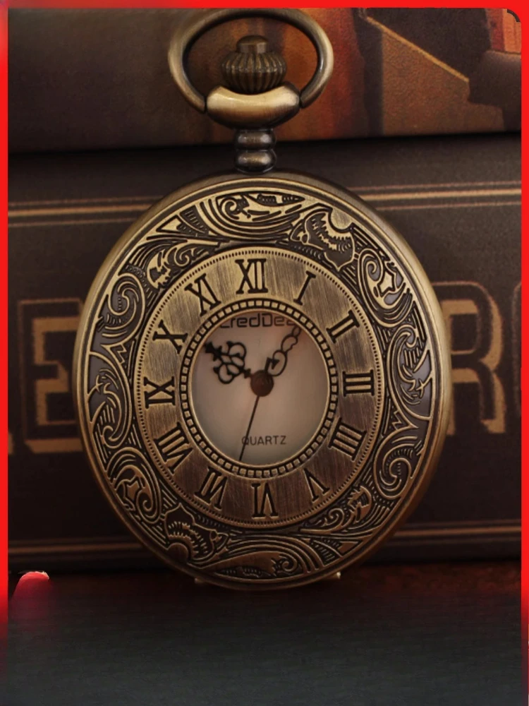 クォーツ懐中時計フリップクリエイティブカップル男子学生ローマ老人レトロノスタルジア