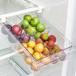 Transparent Fridge Organizer Divide Fridge Container Fruit Egg Refrigerator Storage Box Under-shelf Refrigerator Drawer Box