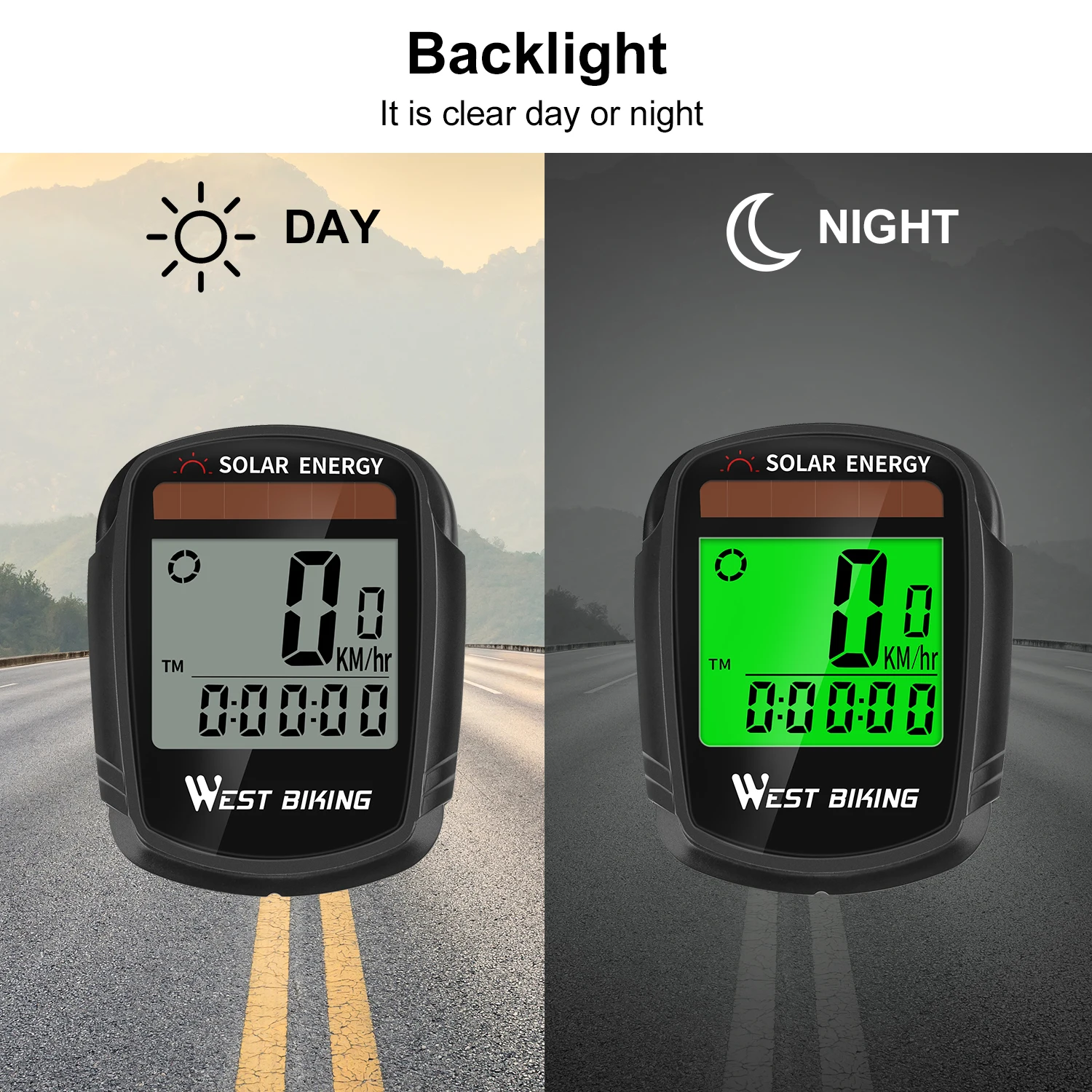 WEST BIKING Bike Computer Speedometer Odometer Multifunctional Cycling Computer Rainproof Solar Power Bicycle Wireless Computer