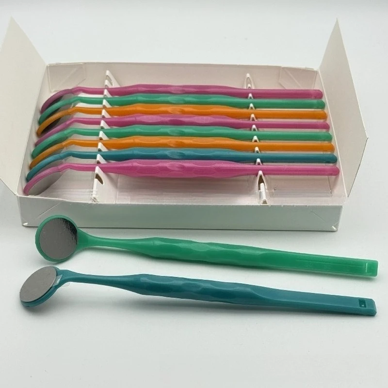 Color Plastic Single-sided/double-sided Mouth Mirrors, Stainless Steel Lenses, A Box of 10 Mirror-coated Mouth Mirrors s