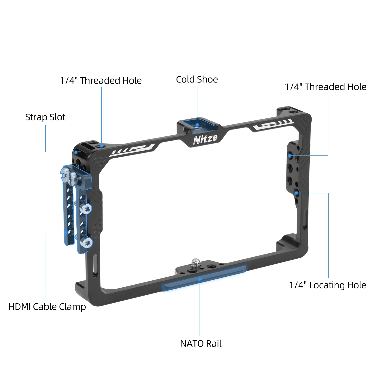 Nitze Cage for Feelworld CUT6/ CUT6S Monitor with HDMI Cable Clamp - JT-F04A