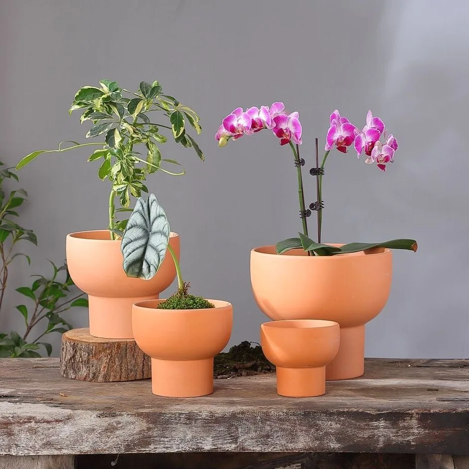 Two Color Pots for Plants  Flower Pot Ceramic Balcony Large Red Pottery Flower Pot Balcony Decorations Garden Decoration
